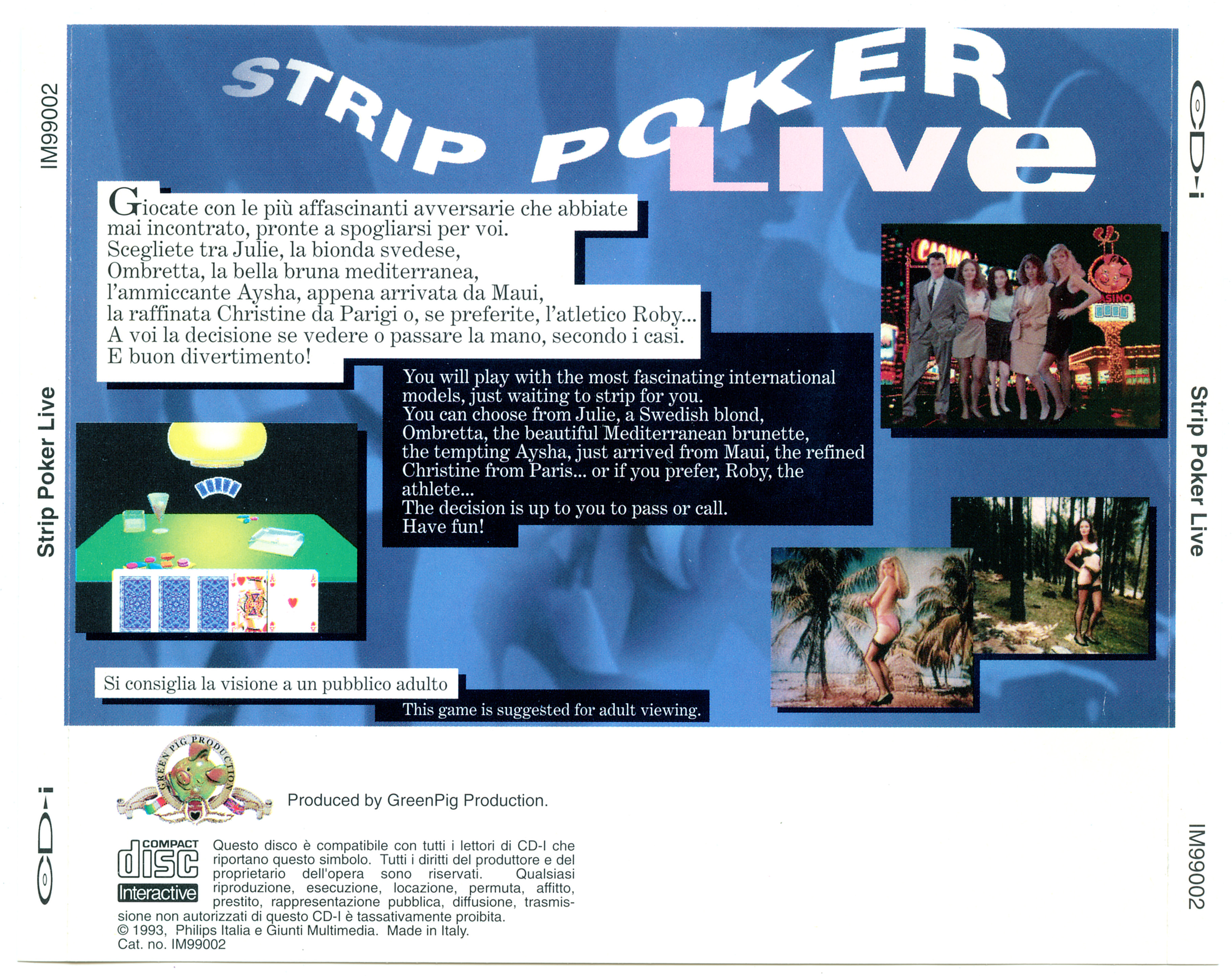 Strip Poker Live Philips CD-I English Italian CIB REGION FREE